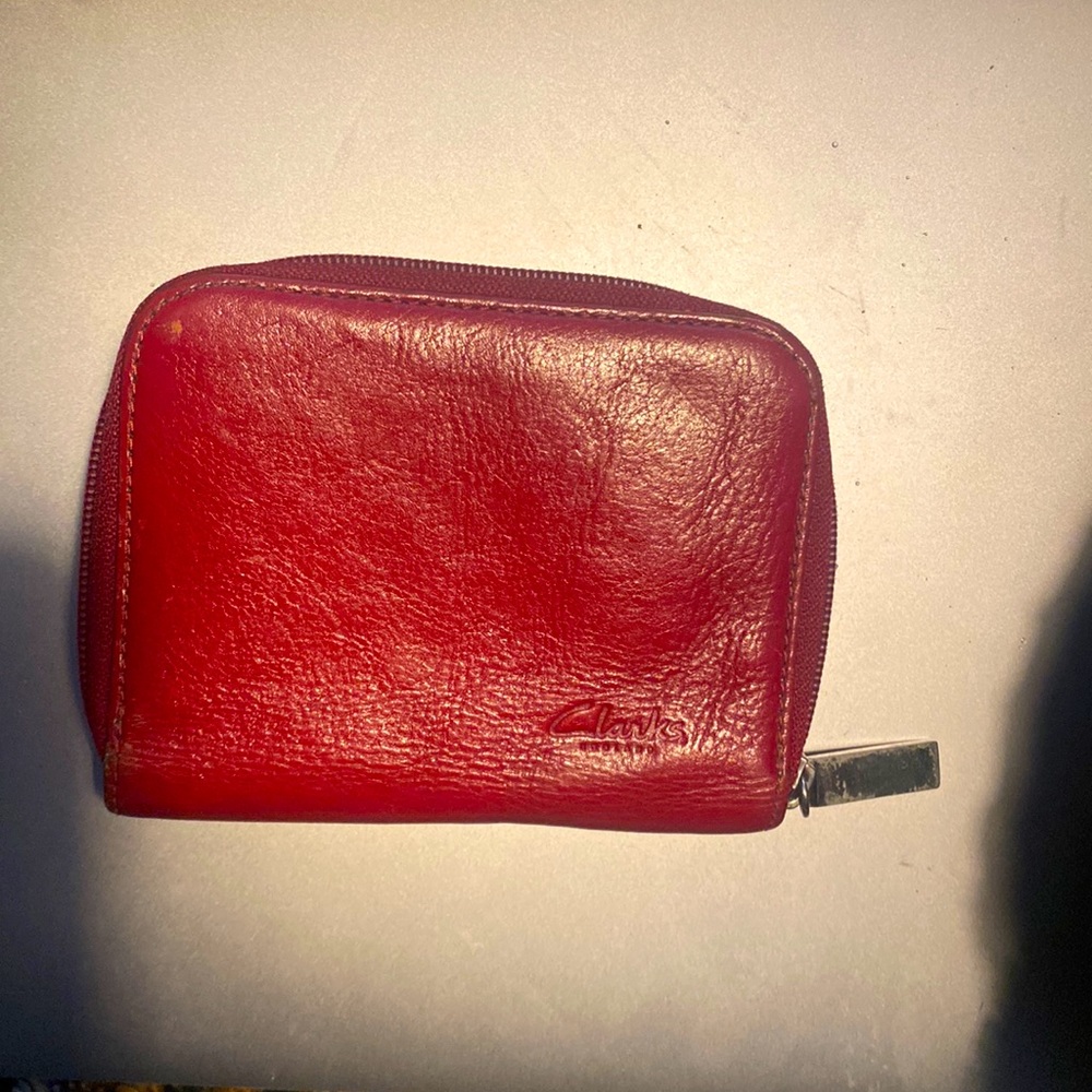 COPY - Clarks red zipper around women’s wallet (5” length by 3” width)